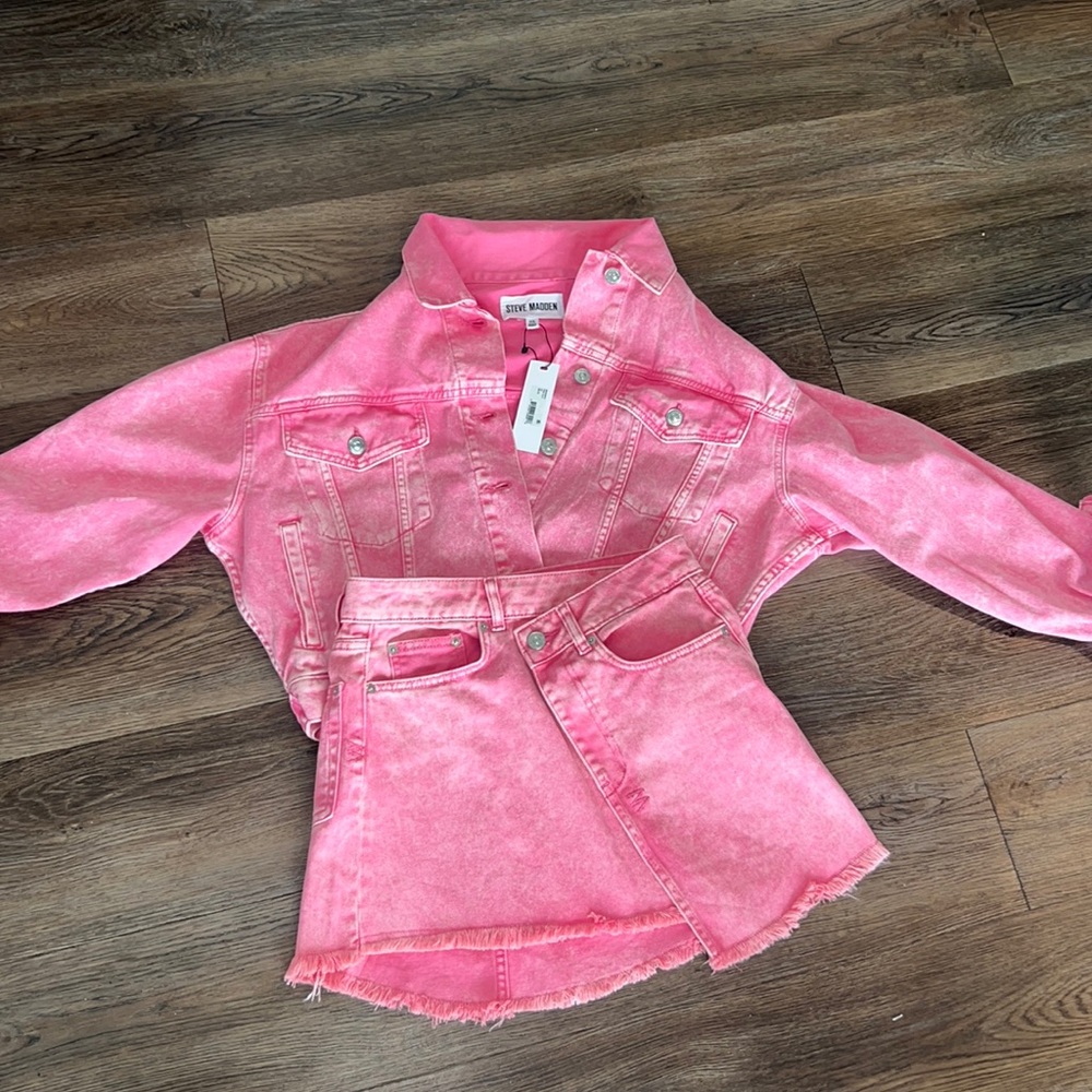 Steve Madden “Barbie” Matching Jean Skirt and Jacket
